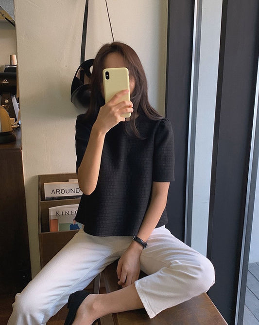 圓領小香風上衣