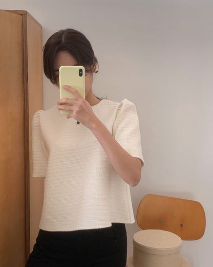 圓領小香風上衣