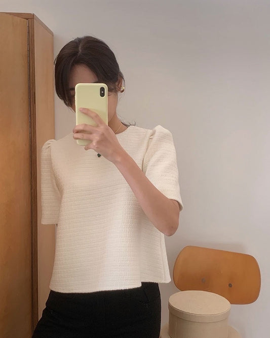 圓領小香風上衣