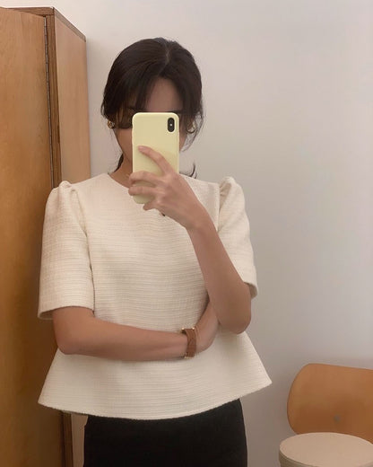 圓領小香風上衣