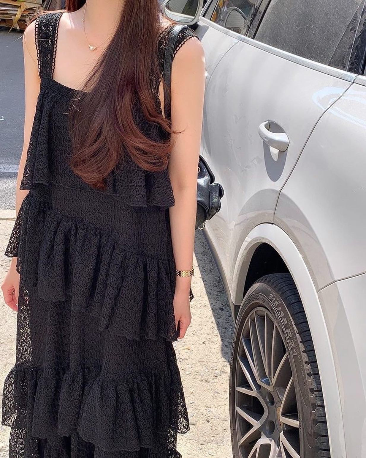 蕾絲吊帶蛋糕長裙