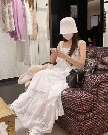 蕾絲吊帶蛋糕長裙