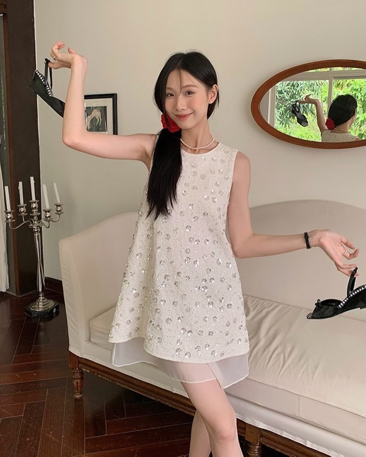 Heavy Embellished Sequin Vest Dress