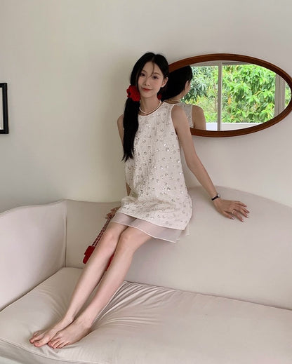 Heavy Embellished Sequin Vest Dress