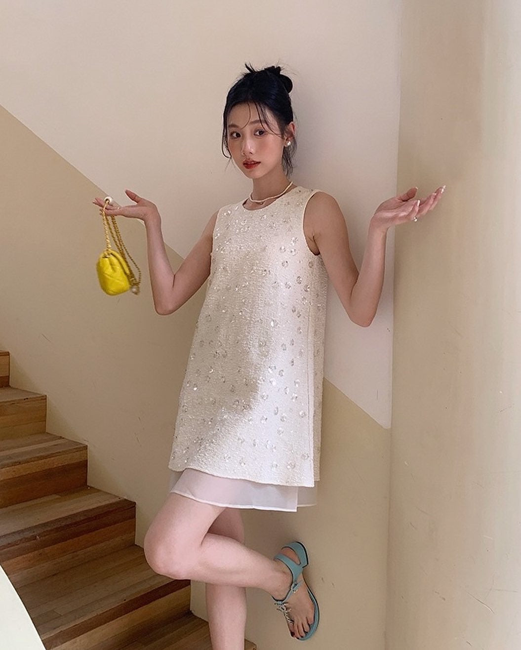 Heavy Embellished Sequin Vest Dress