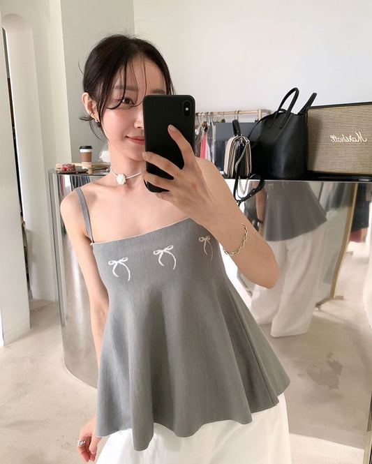 Bowknot Strap Tank Top
