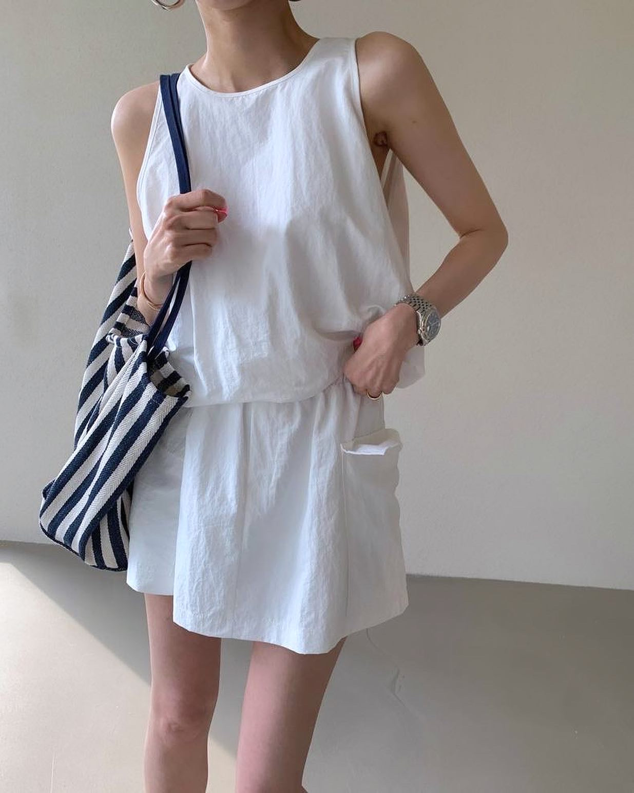 ジッパーベスト+スカートパンツセットアップ