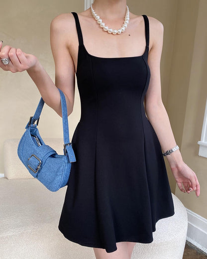 Square Neck Strappy Mini Dress