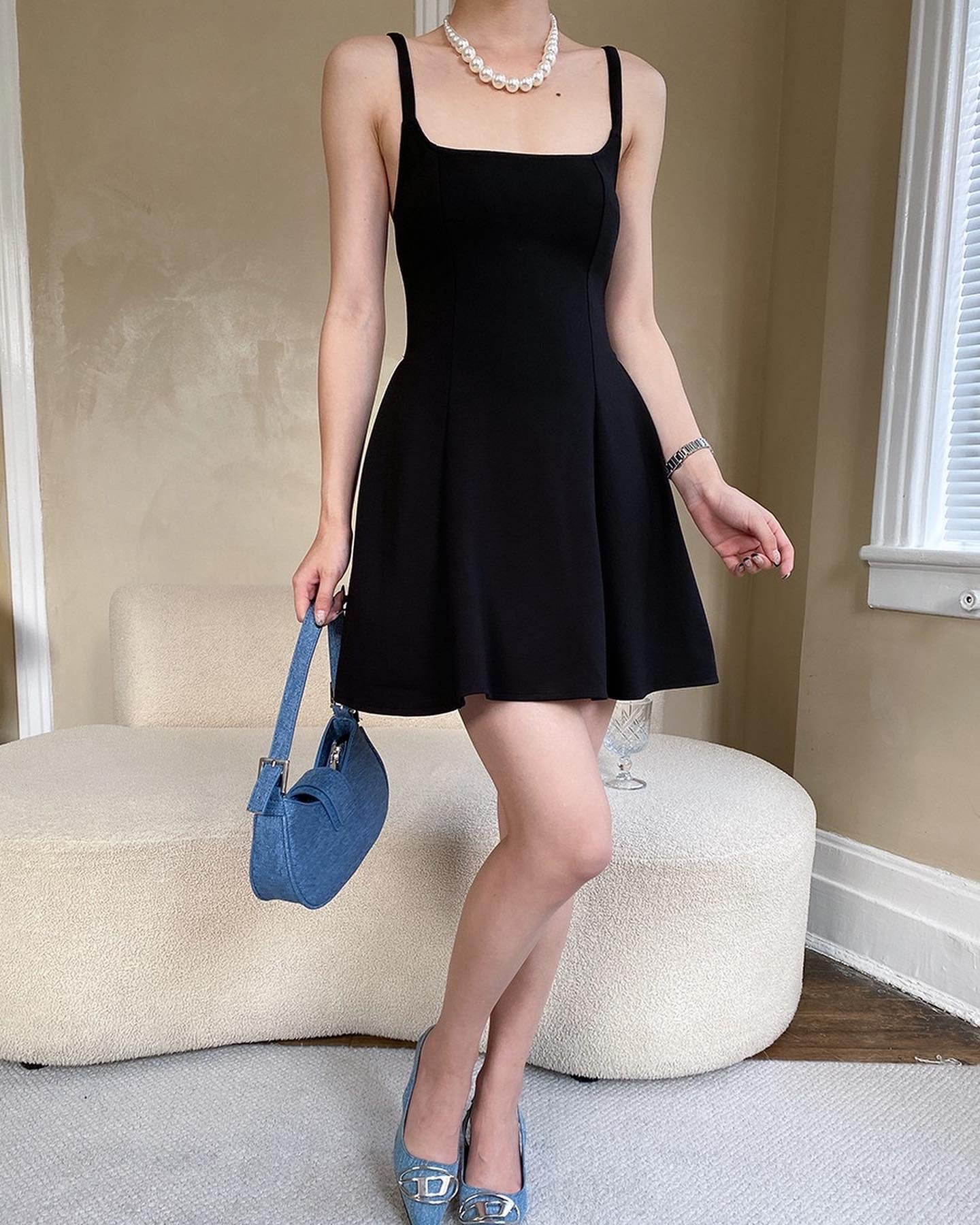 Square Neck Strappy Mini Dress