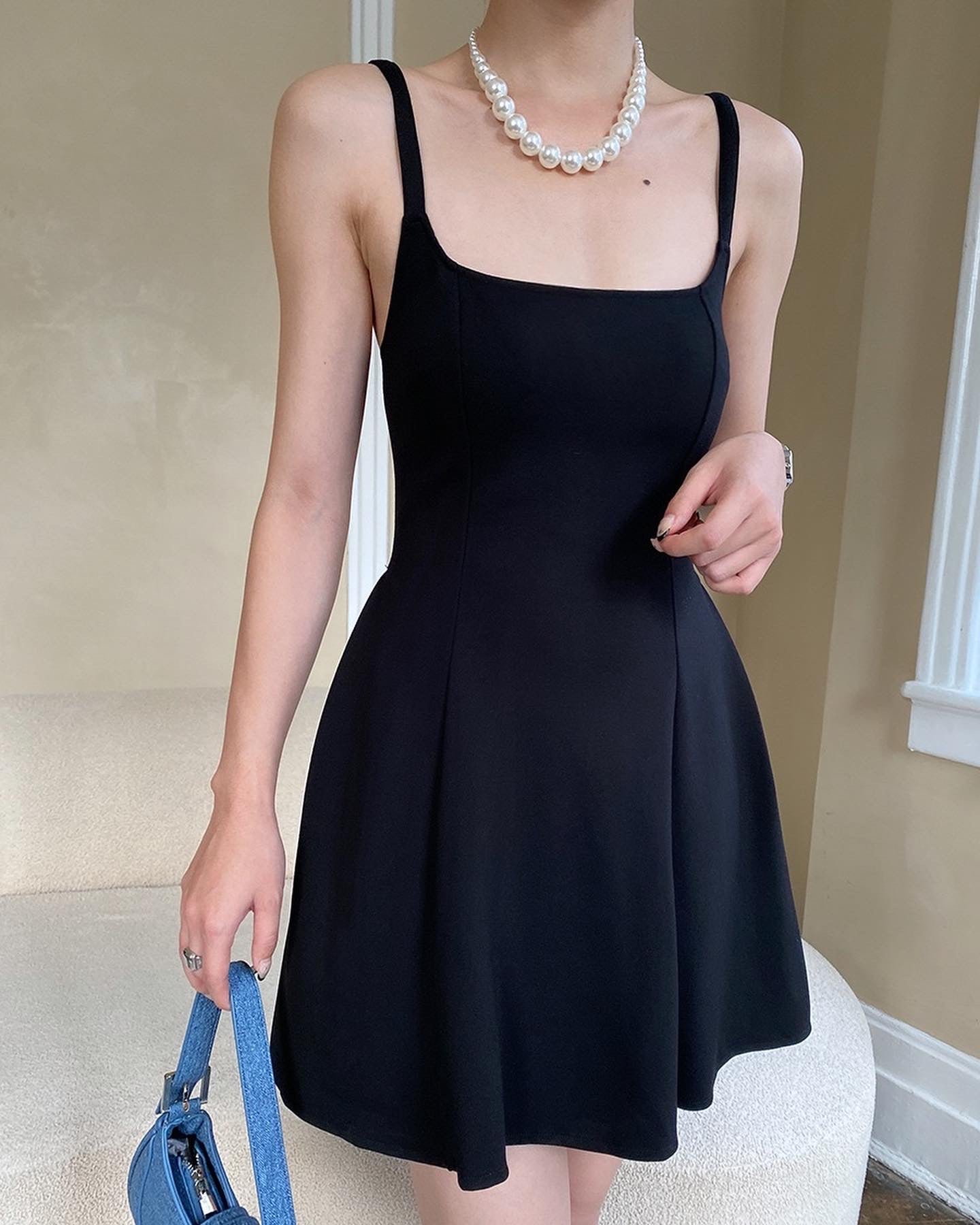 Square Neck Strappy Mini Dress