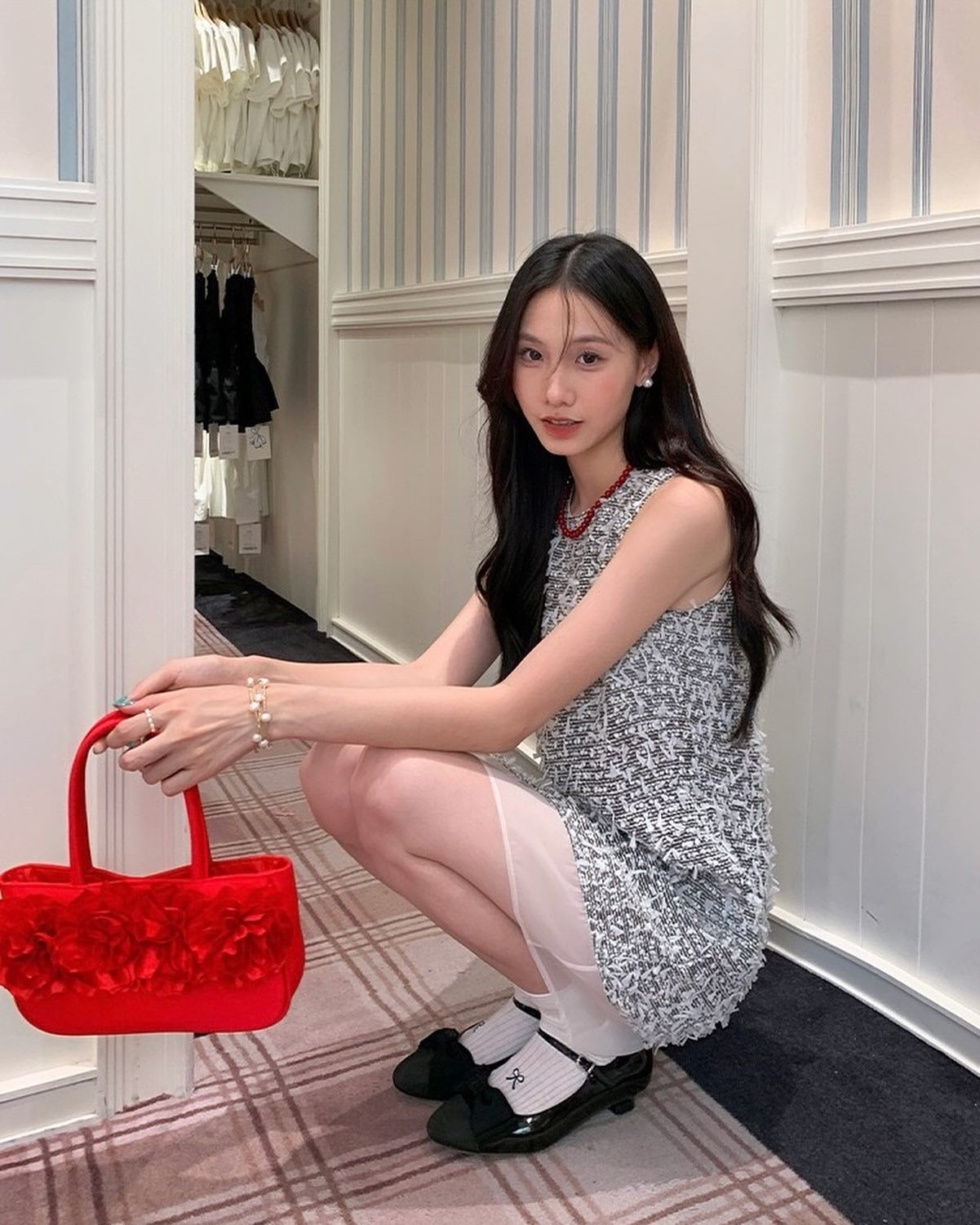 Round Neck Tweed Vest Dress