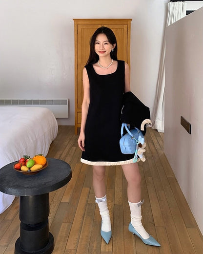 Color-Block Tweed Vest Dress