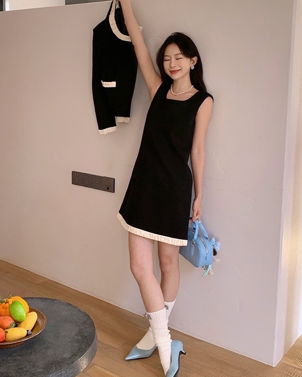 Color-Block Tweed Vest Dress