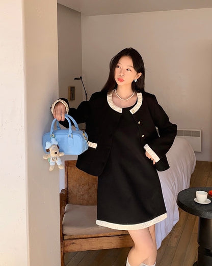 Color-Block Tweed Vest Dress