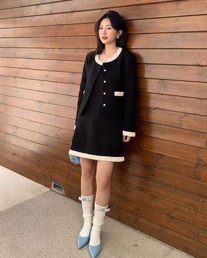 Color-Block Tweed Vest Dress