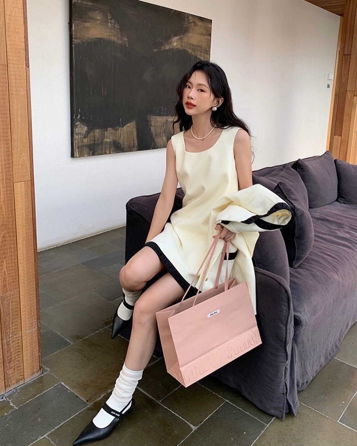 Color-Block Tweed Vest Dress