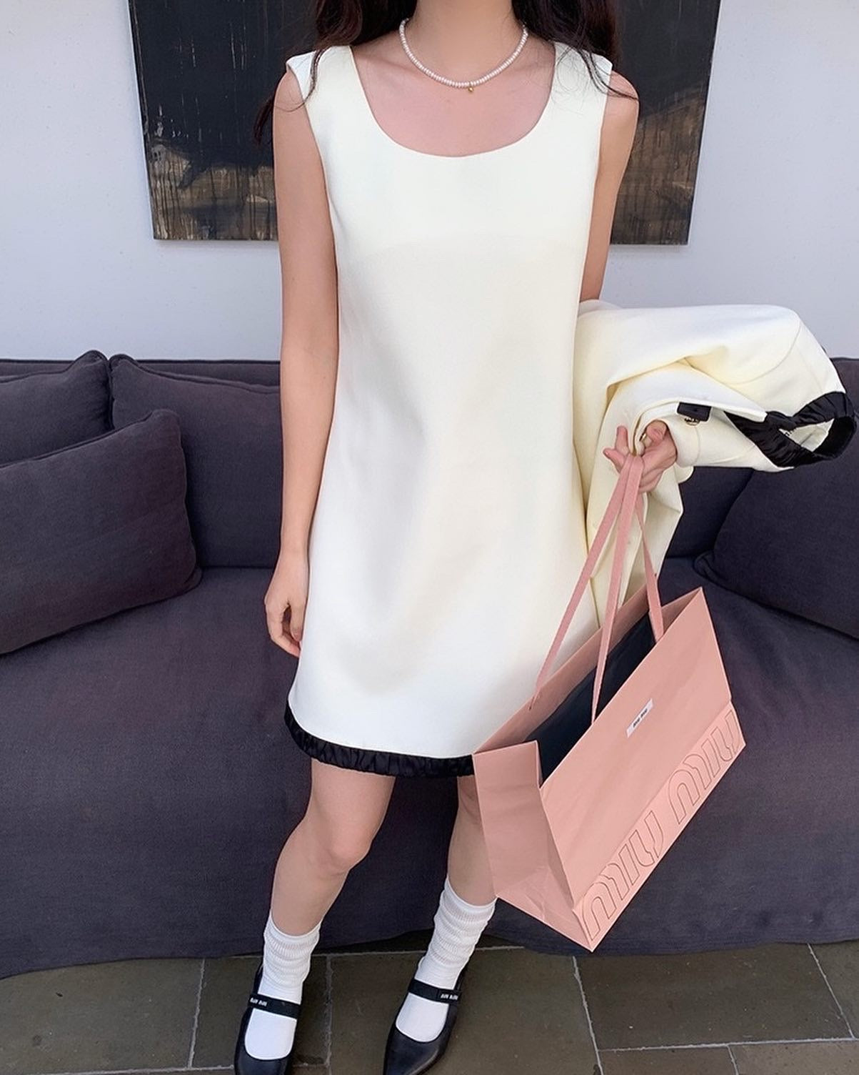 Color-Block Tweed Vest Dress