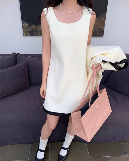 Color-Block Tweed Vest Dress