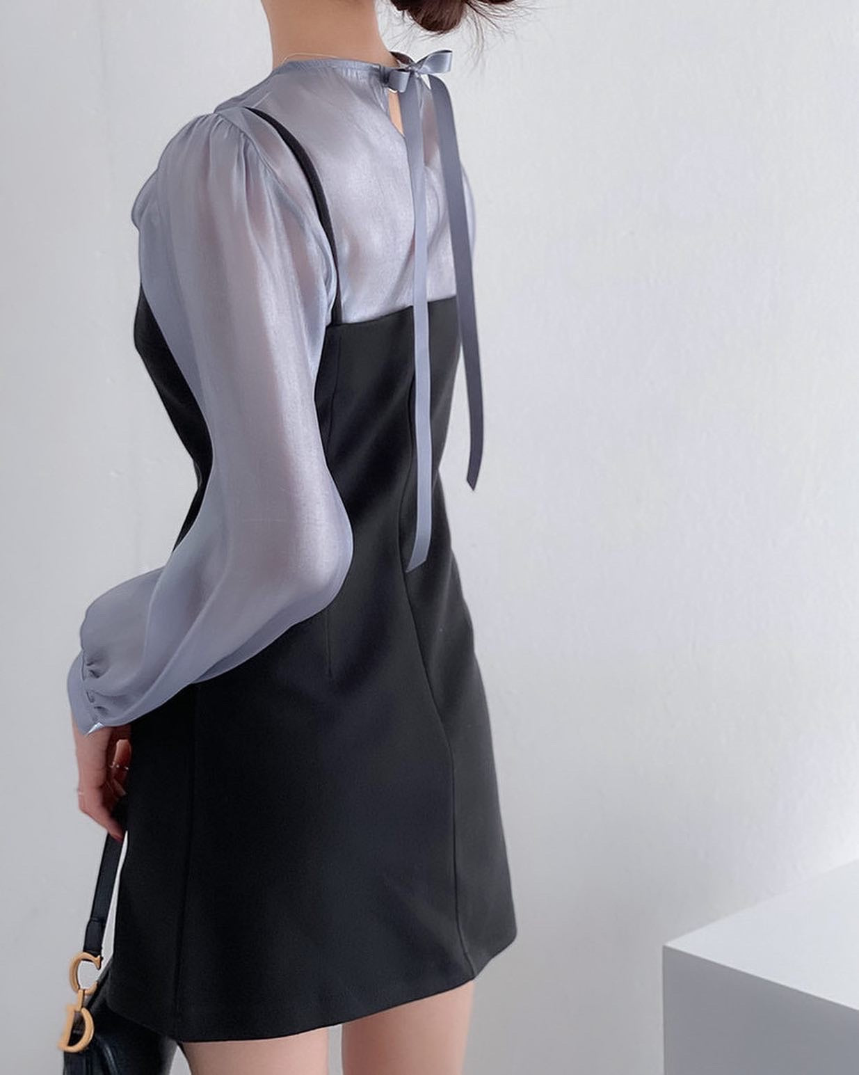 Chiffon Blouse + Suspender Short Skirt Set