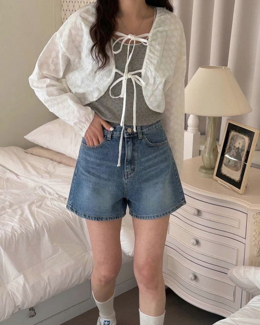 Bowknot Denim Shorts