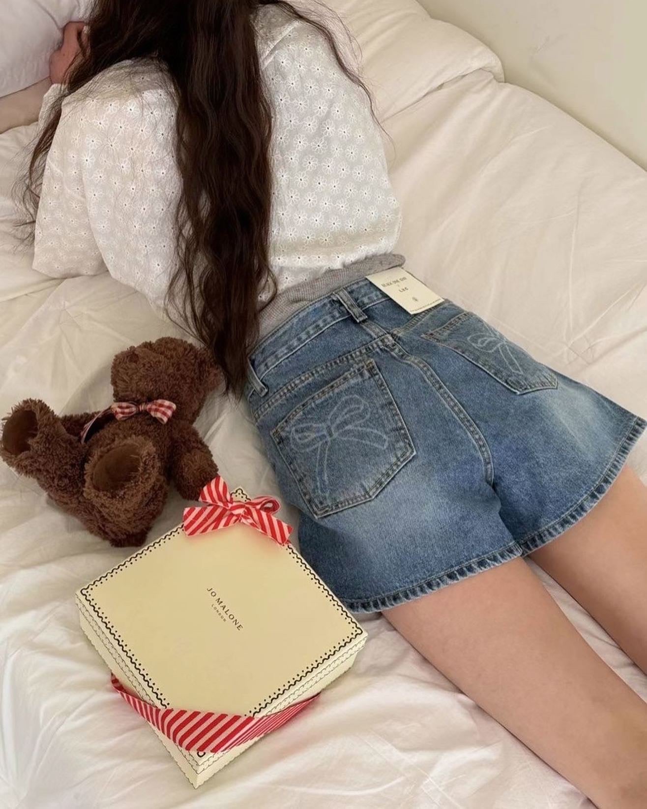 Bowknot Denim Shorts