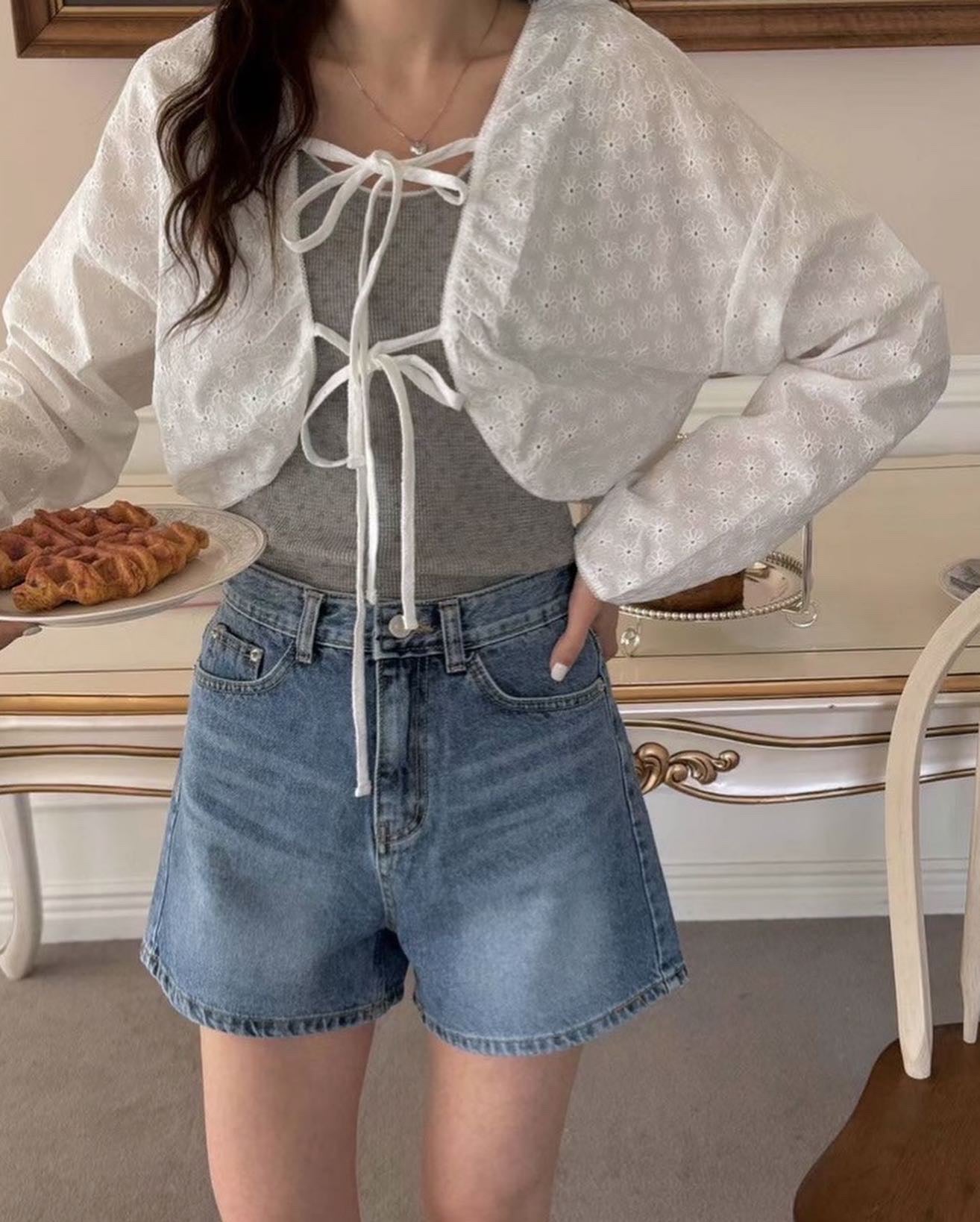 Bowknot Denim Shorts