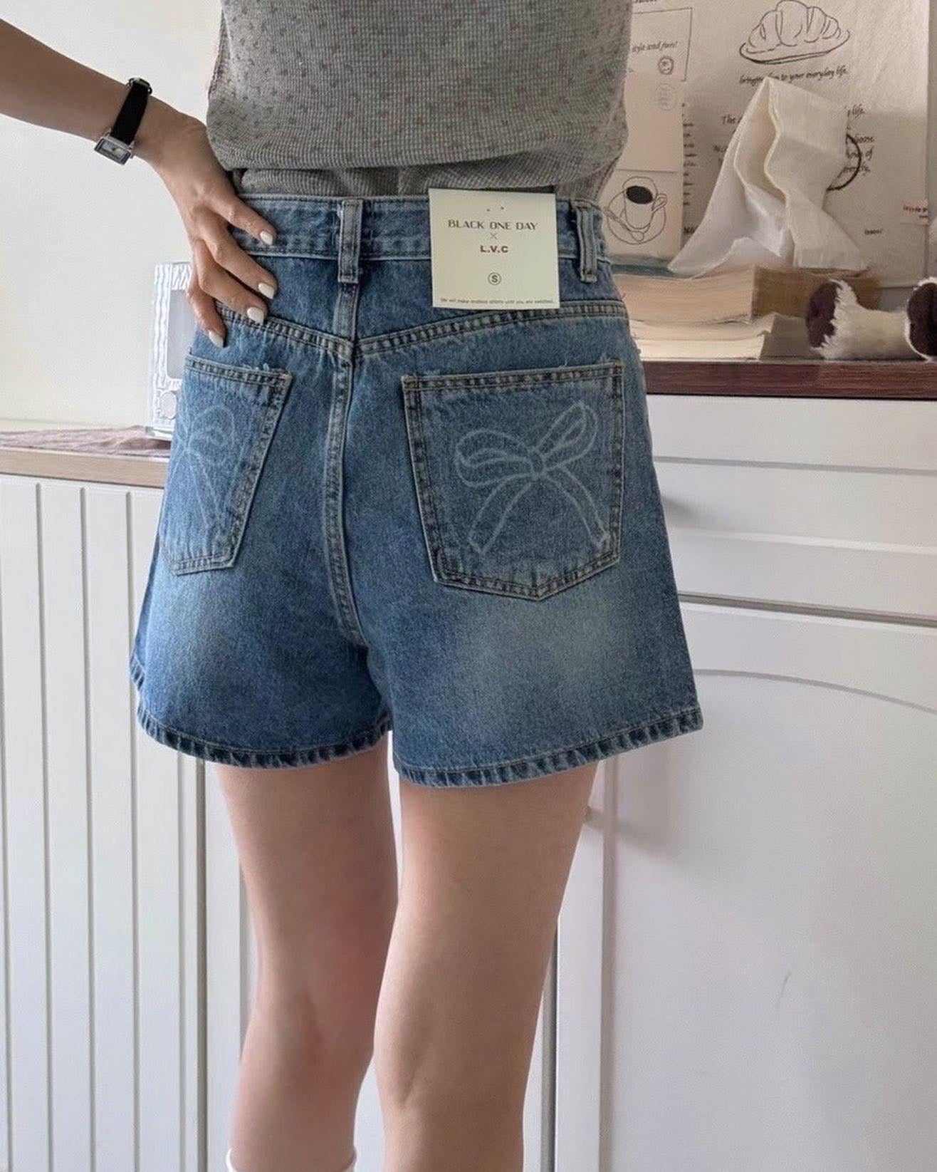 Bowknot Denim Shorts