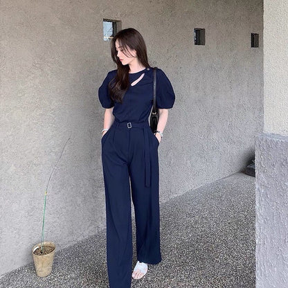 カットアウトパフスリーブトップス