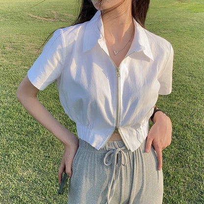 翻領雙拉鍊外套