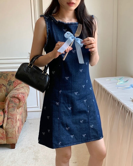 Vest with Bow Denim Dress