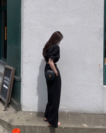 Pleated Tie Waist Trousers