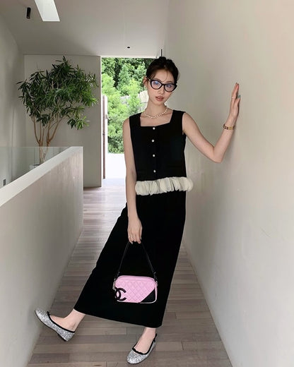 Square Neck Petal Edge Tank Top