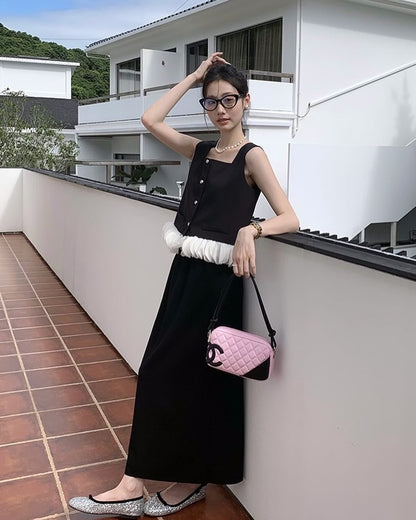 Square Neck Petal Edge Tank Top