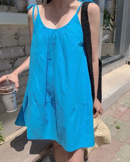 Blue Tie Bowknot Dress