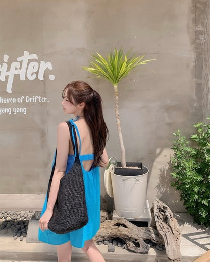 Blue Tie Bowknot Dress