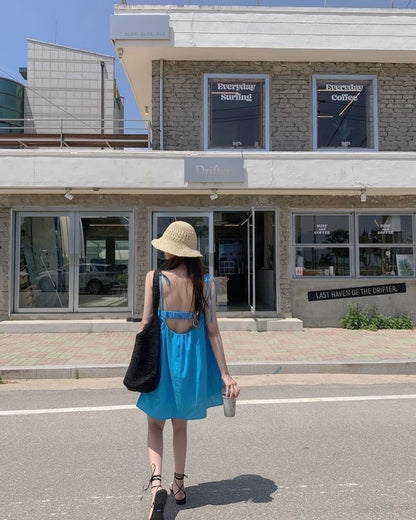 Blue Tie Bowknot Dress