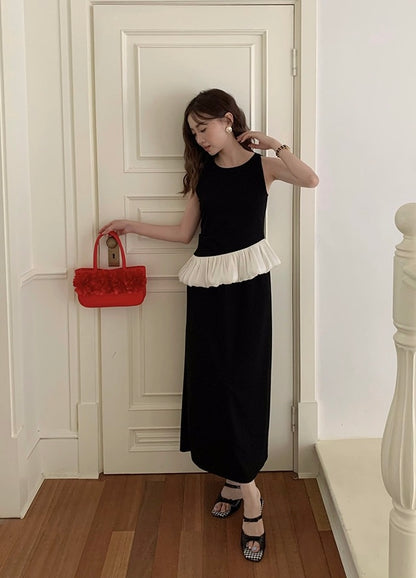 Asymmetrical Ruffled Hem Vest Dress