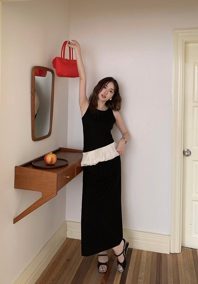 Asymmetrical Ruffled Hem Vest Dress