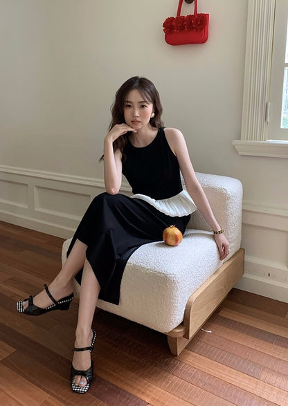 Asymmetrical Ruffled Hem Vest Dress