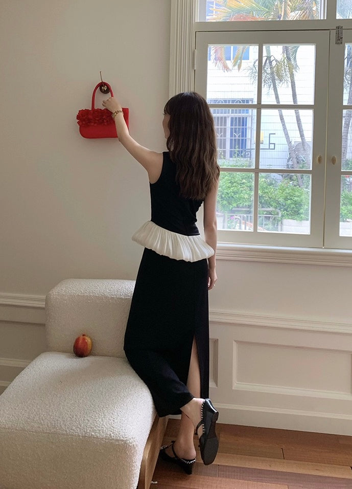 Asymmetrical Ruffled Hem Vest Dress