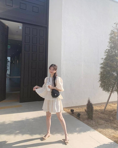 レース刺繍ショートパンツセット