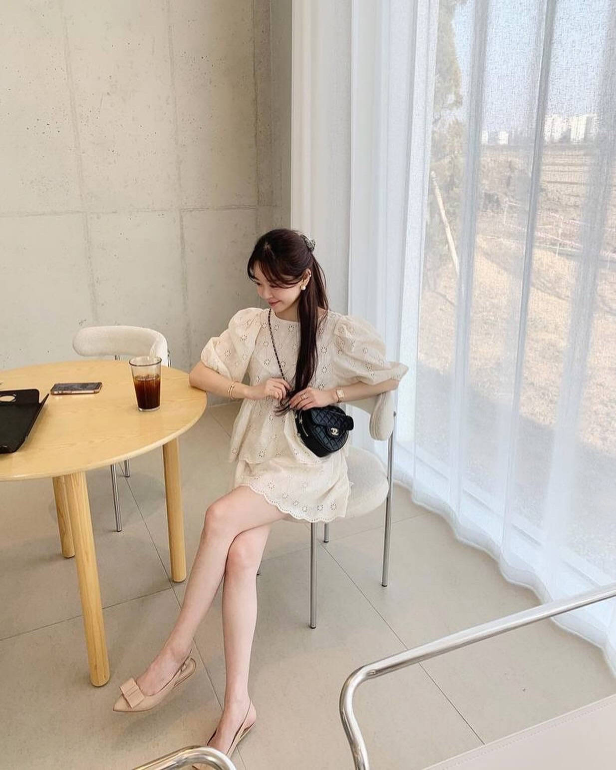 レース刺繍ショートパンツセット