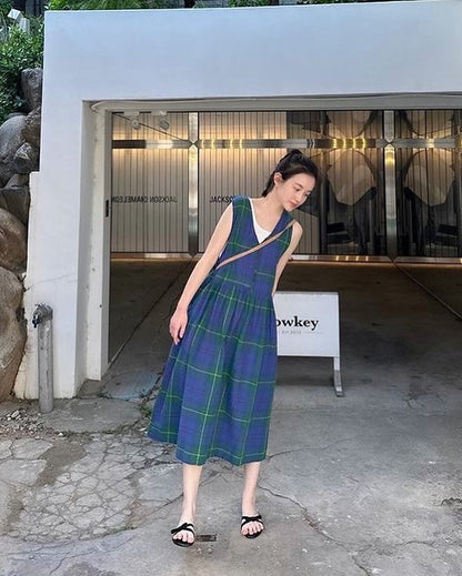格仔背心連身裙