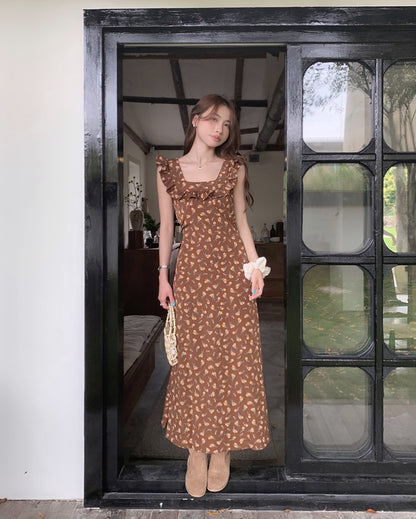 Flutter Sleeve Floral Print Dress