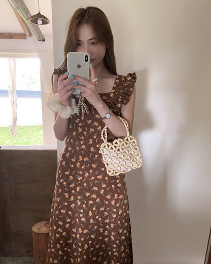 Flutter Sleeve Floral Print Dress