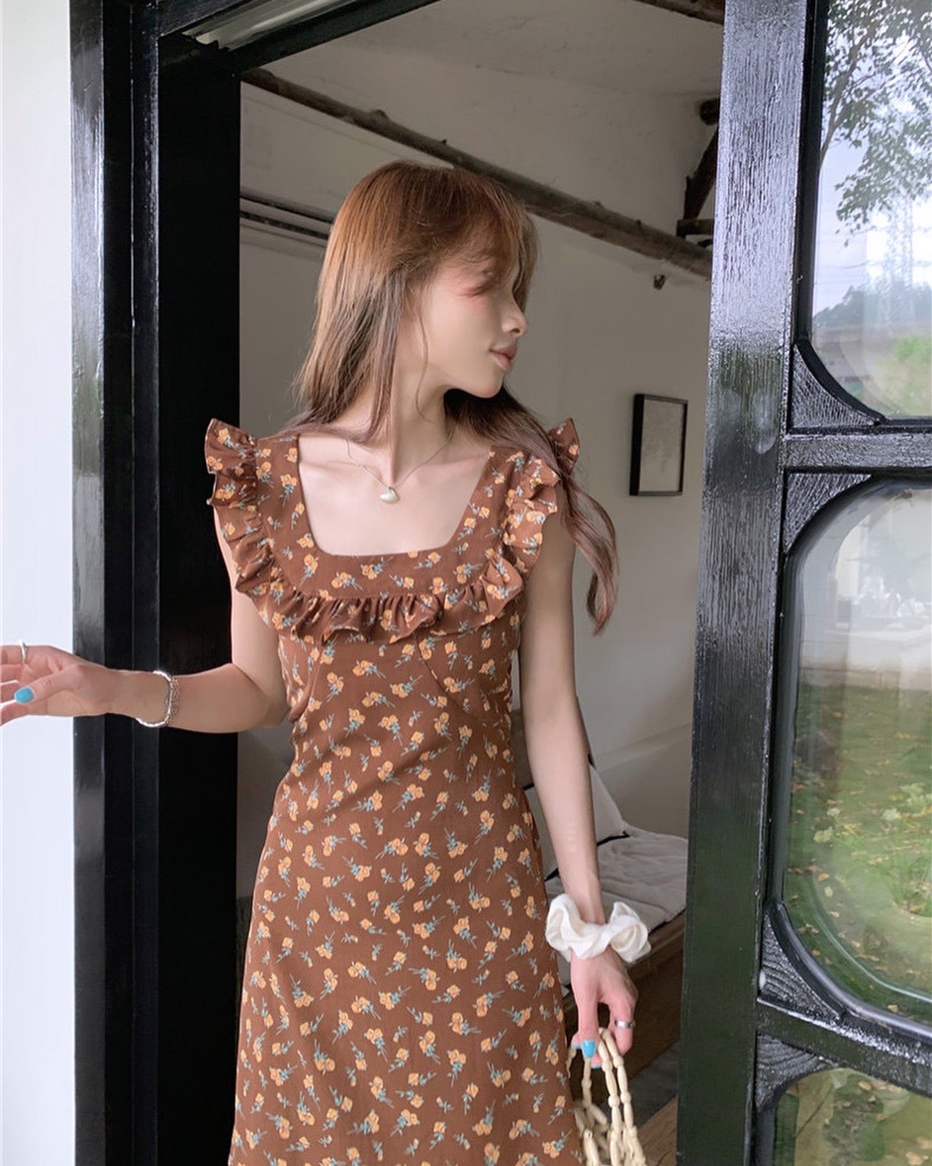 Flutter Sleeve Floral Print Dress