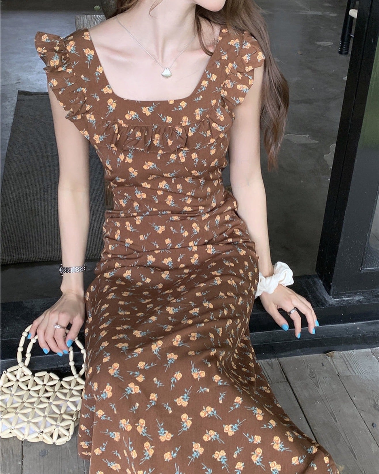 Flutter Sleeve Floral Print Dress