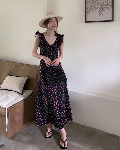 Flutter Sleeve Floral Print Dress