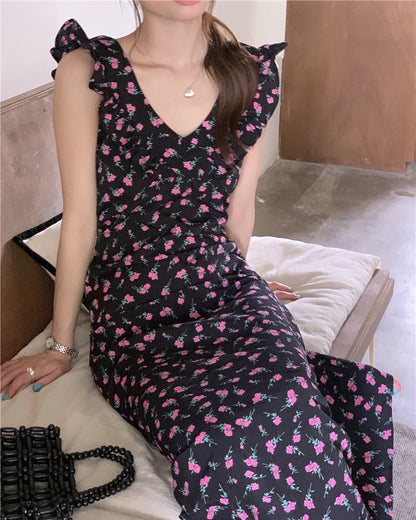 Flutter Sleeve Floral Print Dress