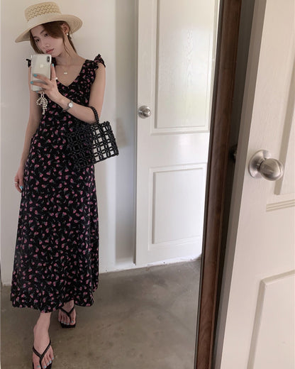 Flutter Sleeve Floral Print Dress